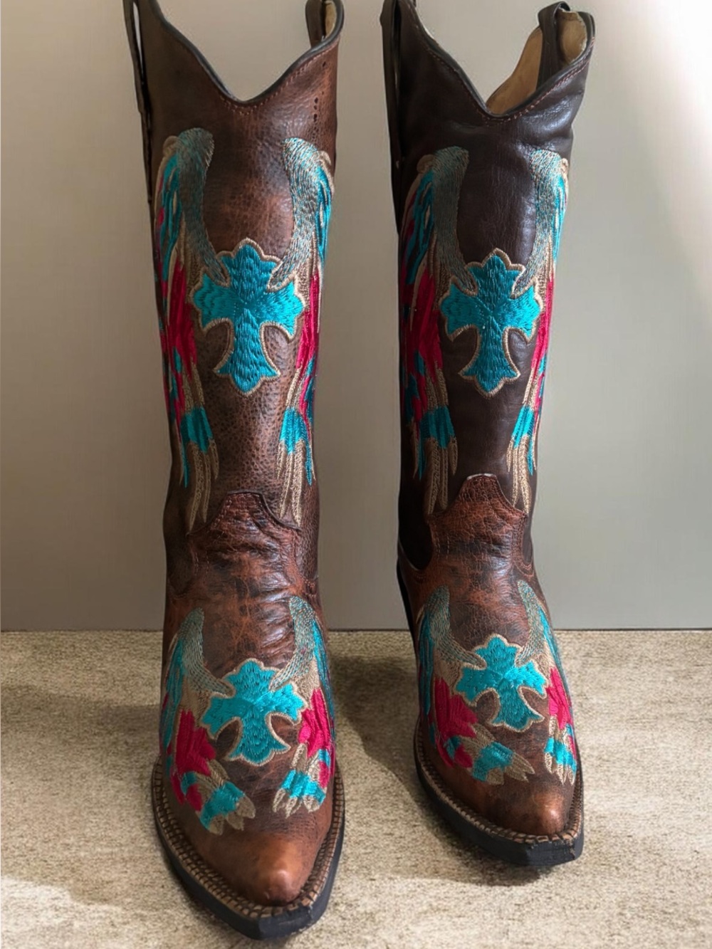 Tanner Mark Leather Cross Boots NWOT - Picture 2 of 8